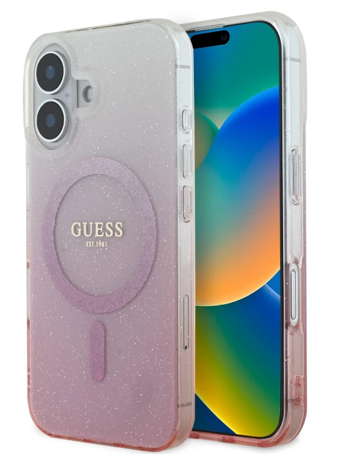 Guess Magsafe “Glitter Gradient” Hard Case Θήκη προστασίας από σκληρό πλαστικό – iPhone 16 Ροζ – GUHMP16SHGRCELP