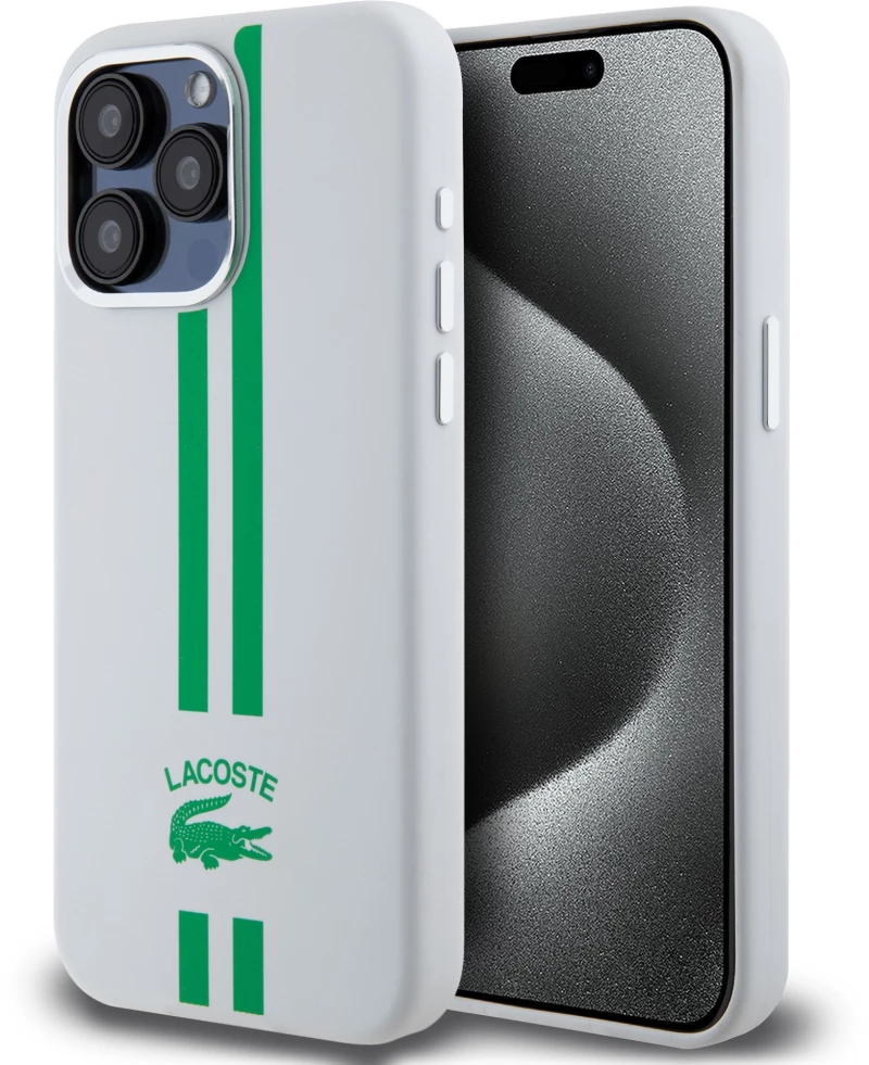 Lacoste Stripes Hard Case Θήκη προστασίας από Liquid σιλικόνη για iPhone 15 Pro Max Πράσινο/Λευκό