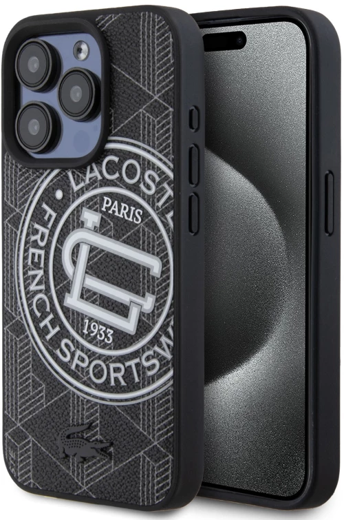 Lacoste Magsafe PVC Mono Sportswear Hard Case Θήκη προστασίας από σκληρό πλαστικό για iPhone 15 Pro Sinople/Black