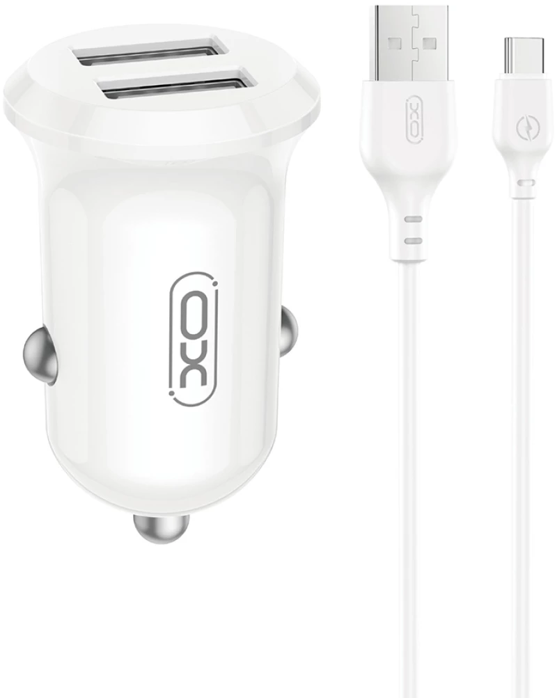 XO CC67 Mini Smart Φορτιστής Αυτοκινήτου με 2 Θύρες USB 2.4A και Καλώδιο Type-C (NB103)