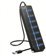Green Lyca Hub USB-A με 7 Θύρες USB-A (6 x USB 2.0 / 1 x USB 3.0) - Μαύρο