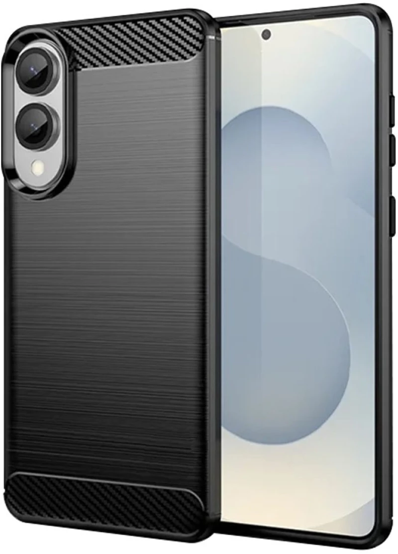 Θήκη TPU Σιλικόνης Carbon Fiber Style για Samsung Galaxy S25 Edge - Μαύρο