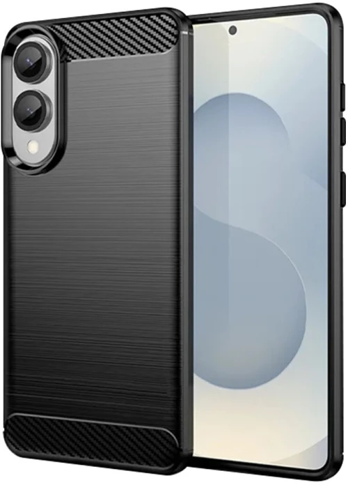 Θήκη TPU Σιλικόνης Carbon Fiber Style για Samsung Galaxy S25 Edge - Μαύρο