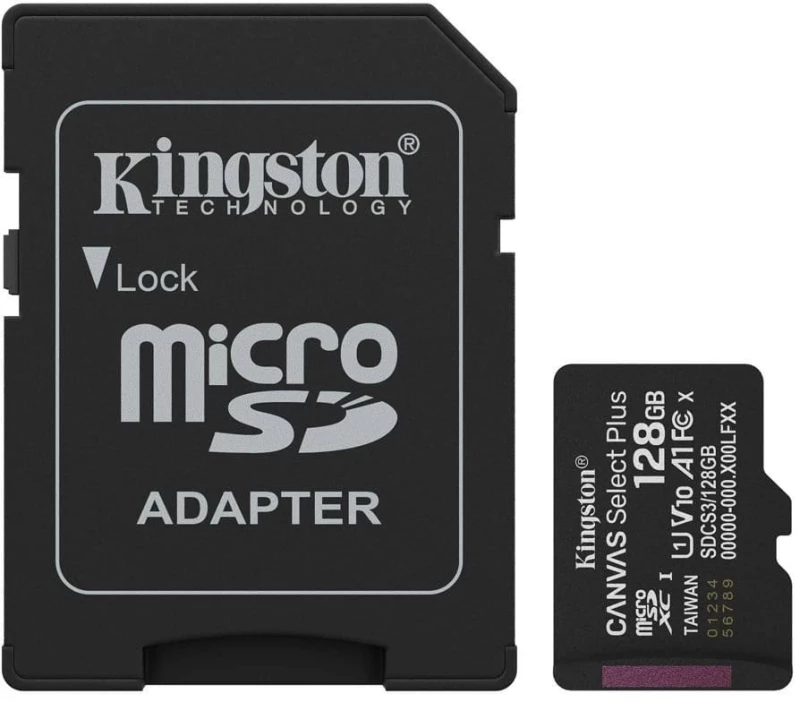Κάρτα Μνήμης MicroSD XC 128GB Kingston Canvas Plus με Αντάπτορα SDCS3/128GB V10 A1