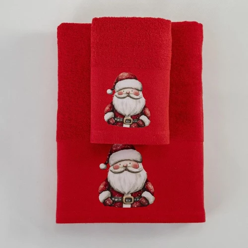 Πετσέτες Χριστουγεννιάτικες Σετ 2τμχ Hohoho Κόκκινο Borea
