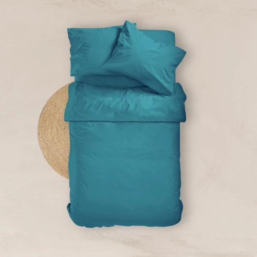 Σεντόνι Υπέρδιπλο (240x260) Solid Πετρόλ βαμβακερό Borea