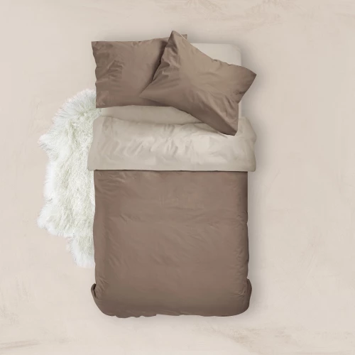 Παπλωματοθήκη Υπέρδιπλη (220x240) Solid Μπεζ-Καφέ βαμβακερή Borea