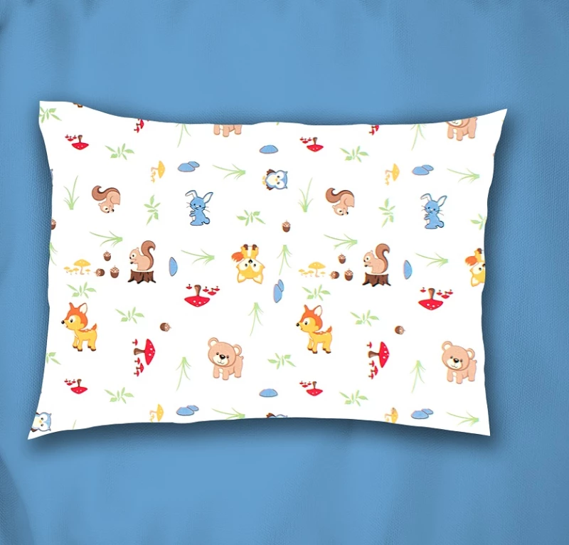 Μαξιλαροθήκη Παιδική 50x70 Φανελένια Forest Animals 070 White-Sky Blue Dimcol