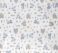 Σεντόνι Λίκνου (80x110) Elephant 074 White-Sky Blue φανελένιο DimCol