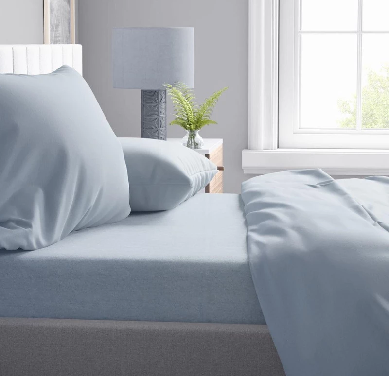Σετ Σεντόνια Μονά 2τμχ (160x240) Solid 505 Light Blue-Grey βαμβακερά DimCol