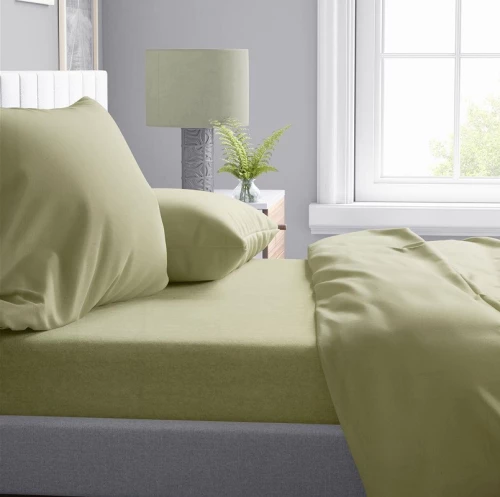 Σετ Σεντόνια Μονά 3τμχ (160x240) Solid 504 Olive βαμβακερά Dimcol