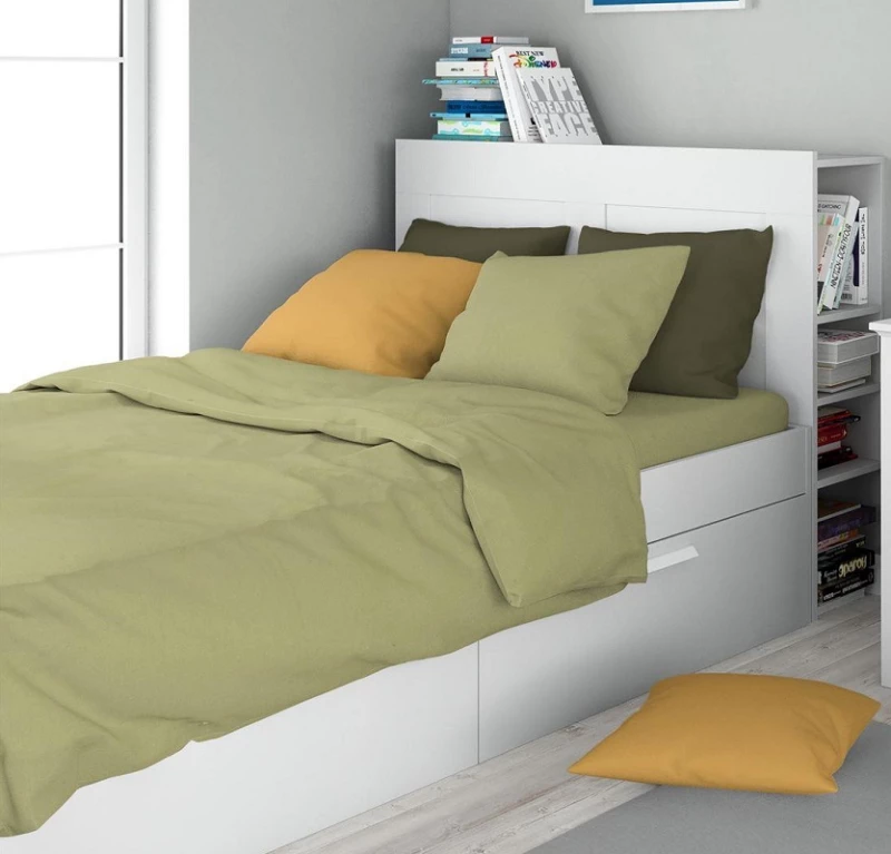 Σετ Σεντόνια Μονά 3τμχ (160x240) Solid 504 Olive βαμβακερά Dimcol