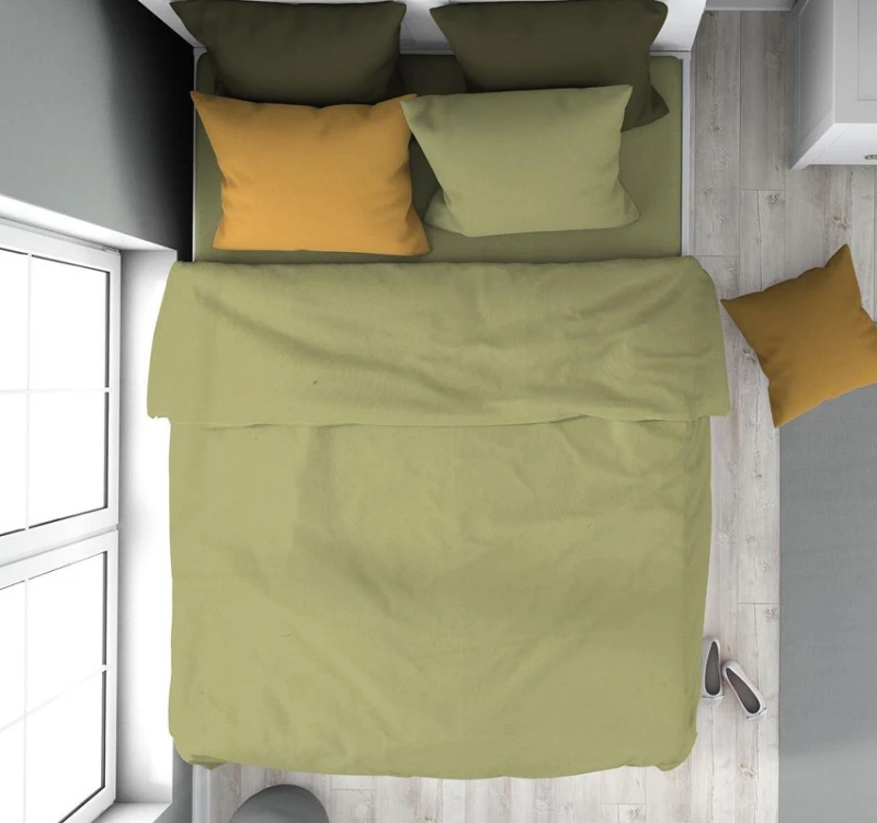 Σετ Σεντόνια Μονά 3τμχ (160x240) Solid 504 Olive βαμβακερά Dimcol