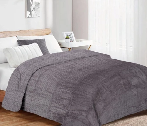 Κουβέρτα Μονή 160x220 Coral Fleece Jacquard Brick 06 Grey Dimcol