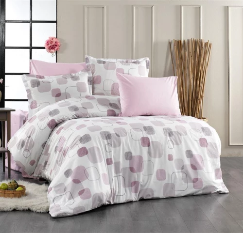 Σετ Σεντόνια King Size (240x270) Μελίνα 709 White-Lilac βαμβακερά DimCol