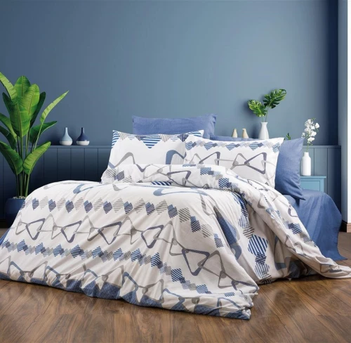 Σετ Σεντόνια Υπέρδιπλα 4τμχ (220x240) Δαρεία 489 White-Blue Dimcol