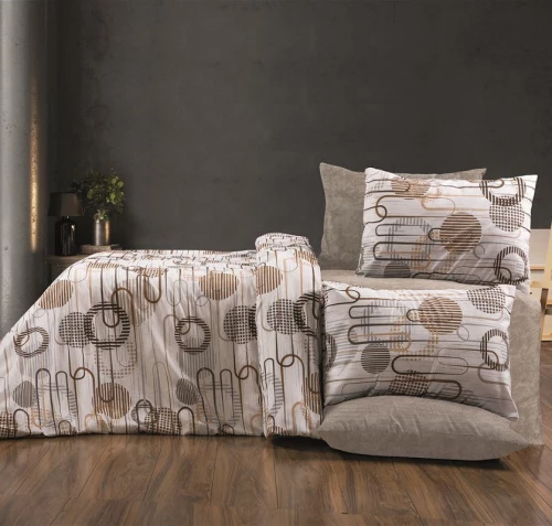 Σετ Σεντόνια Υπέρδιπλα 4τμχ (220x240) Διώνη 600 White-Mocha Dimcol