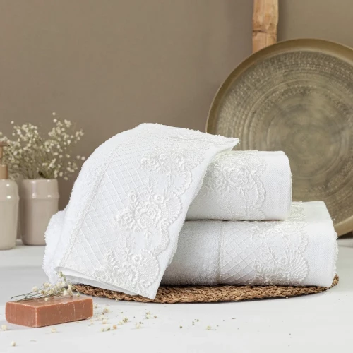 Πετσέτες Σετ 3ΤΜΧ Ηλέκτρα Λευκό Borea