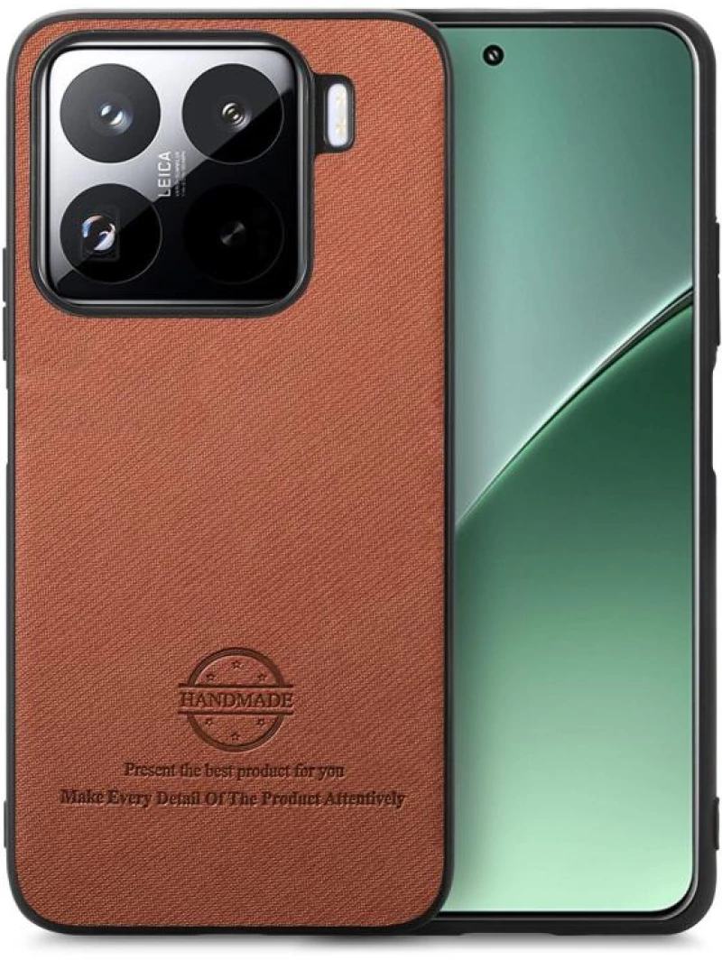 Για Xiaomi Poco X7 Pro Twill Fabric Leather Skin Back Phone Θήκη (Καφέ)