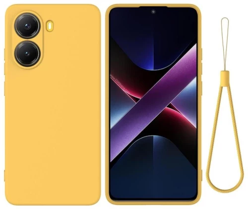 Θήκη τηλεφώνου για Xiaomi Poco X7 Pro, μονόχρωμη, υγρή σιλικόνη, ανθεκτική σε πτώσεις, πλήρης κάλυψη (Κίτρινο)