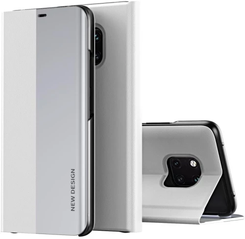 Θήκη δέρματος οριζόντιας αναδίπλωσης με λεπτό σχεδιασμό και ηλεκτρολυτική επένδυση για Huawei Mate 20 Pro, με βάση στήριξης (Ασημί)