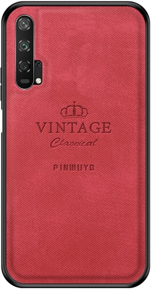 Θήκη προστασίας PINWUYO αντικραδασμική, αδιάβροχη, πλήρης κάλυψης από PC + TPU + δέρμα για Huawei Honor 20 Pro (Κόκκινο)