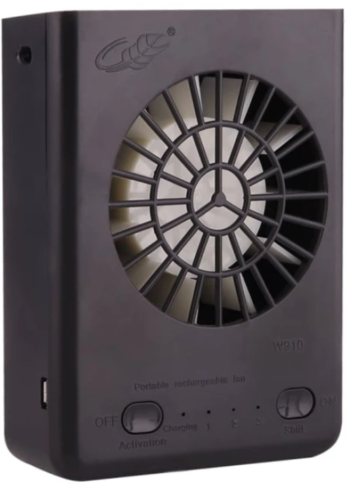 Ανεμιστήρας GONGTIAN W910 Πολυλειτουργικός, Επαναφορτιζόμενος μέσω USB με Λουρί Λαιμού, Χωρίς Μπαταρία (Μαύρο)