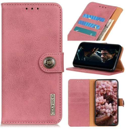 Για Xiaomi Redmi 9C KHAZNEH Cowhide Υφή οριζόντια Flip δερμάτινη θήκη με κάτοχο & υποδοχές καρτών & πορτοφόλι (Ροζ)