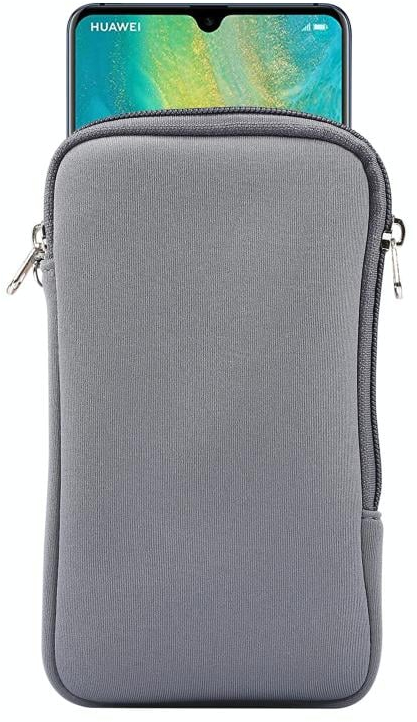 Ελαστική θήκη με φερμουάρ και λουρί για Huawei Mate 20 X / Έξυπνα τηλέφωνα 1,2 ιντσών (Γκρι)