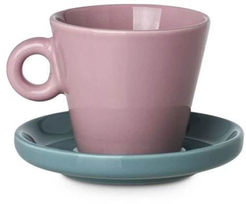 Estia Φλιτζάνι Κεραμικό Espresso Echo 100ml Με Πιατάκι New Bone Ροζ-Τιρκουάζ 07-35488