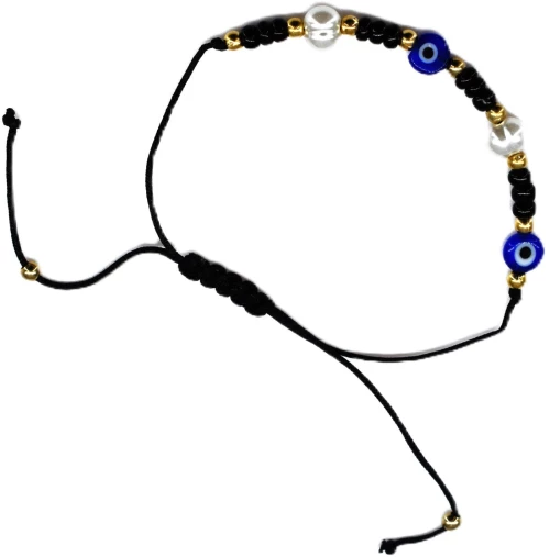 Elegant Γυναικείο Βραχιόλι με σχέδιο Ματάκι  και Πέρλες  μακραμε  K.BR23-427