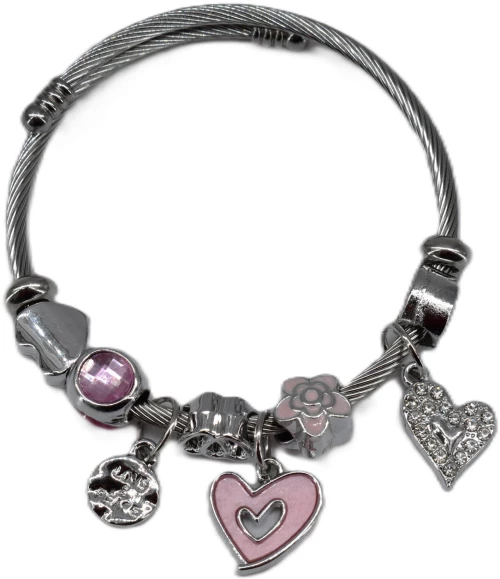 Elegant Γυναικείο Βραχιόλι Χειροπέδα από Ατσάλι Kαρδιά k.hf 50-1pink