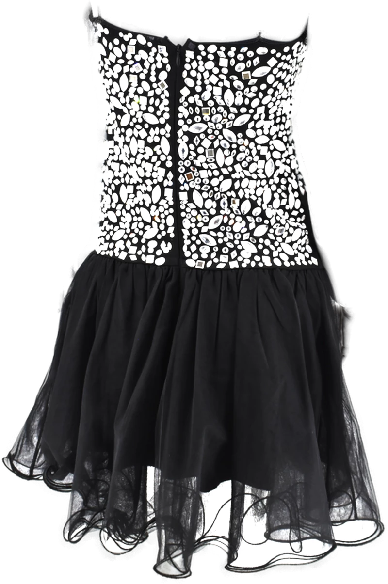 Γυναικείο φόρεμα με στράς και τούλι κ.H58266 BLACK