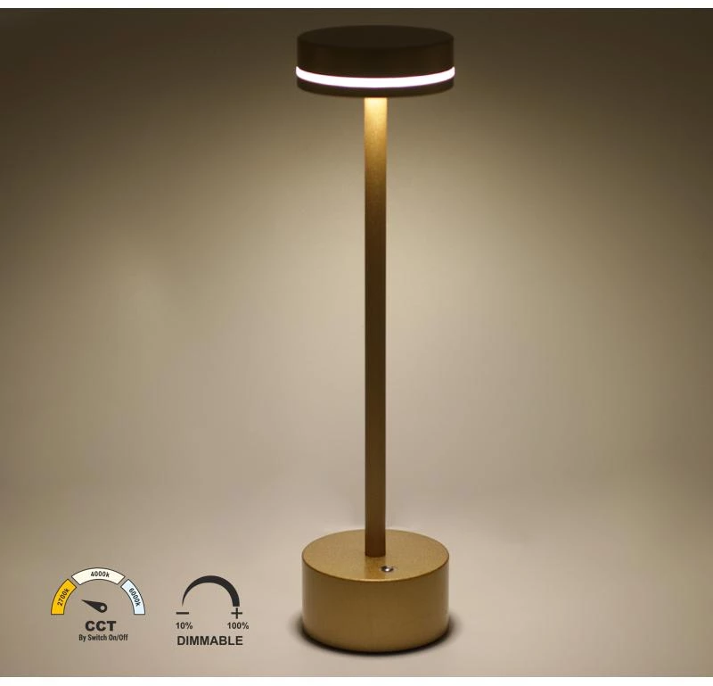 Adeleq Πορτατίφ LED Επαναφορτιζόμενο 2W CCT Ντιμαριζόμενο Χρυσαφί 5-029