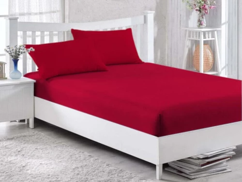 Κατωσέντονο με Λάστιχο Κόκκινο 100% Βαμβακερό Γαρύφαλλο 100-180x200+30cm - 160x200+30
