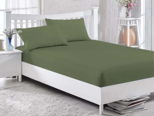 Κατωσέντονο με Λάστιχο Χακί Στρατού 100% Βαμβακερό Γαρύφαλλο 100-180x200+30cm - 120x200+30