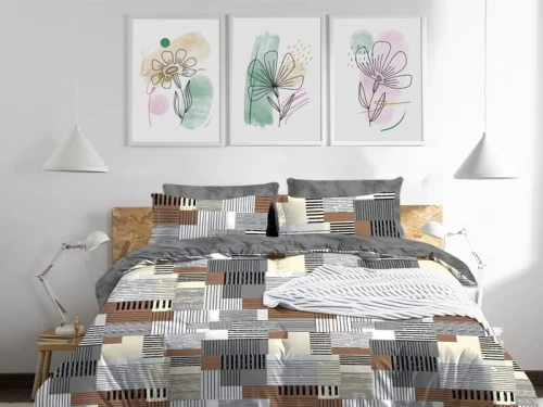 Σετ Σεντόνια Πολύχρωμα 100% Βαμβακερά Γαρύφαλλο - 240x260, Χωρίς Λάστιχο