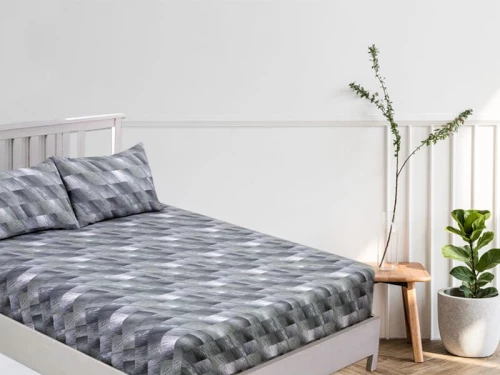 Κατωσέντονο με Λάστιχο Grey Illus 100% Βαμβακερό Reactive Γαρύφαλλο 100-180x200+30cm - 160x200, 160x200+30