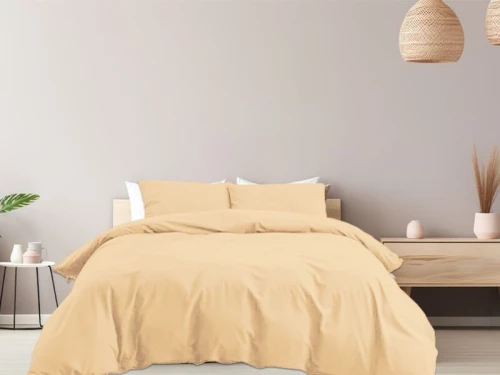 Σετ Παπλωματοθήκη Μονόχρωμη 100% Βαμβακερή Γαρύφαλλο - Μπεζ, 220x240