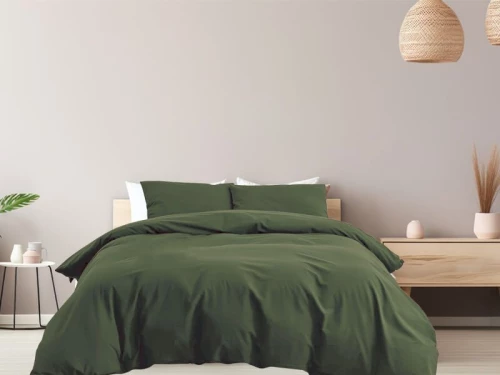 Σετ Παπλωματοθήκη Μονόχρωμη 100% Βαμβακερή Γαρύφαλλο - Χακί, 220x240