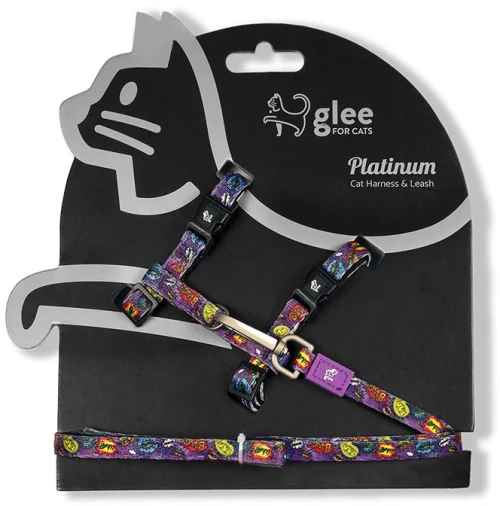Glee Σαμαράκι Γάτας με Λουρί Harness/Leash Purple Boom One size