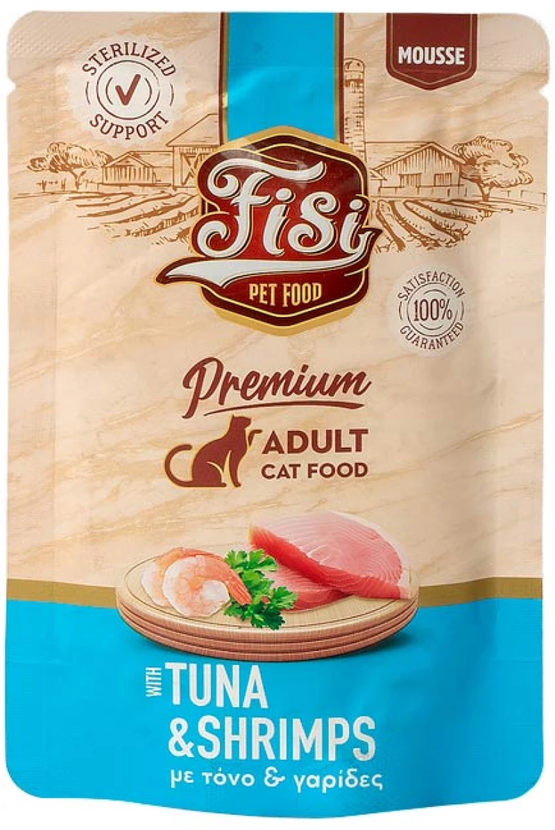 Fisi Υγρή Τροφή Γάτας Adult Τόνος & Γαρίδα 80gr