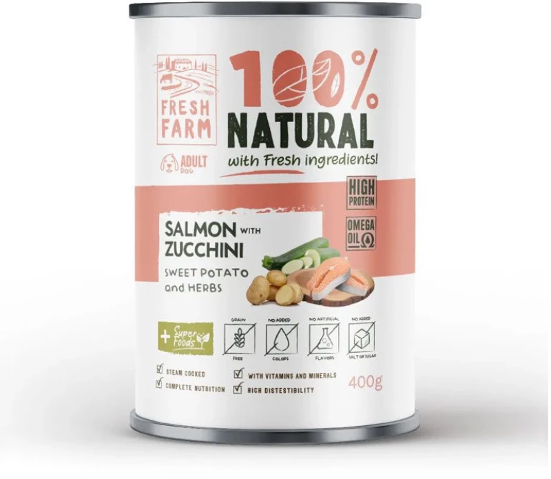 Fresh Farm 100% Natural Υγρή Τροφή Σκύλου με Σολομό & Κολοκύθα 400gr