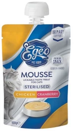 Egeo Cat Mousse Λιχουδιά Γάτας Sterilized Κοτόπουλο & Κρανμπερι 100gr