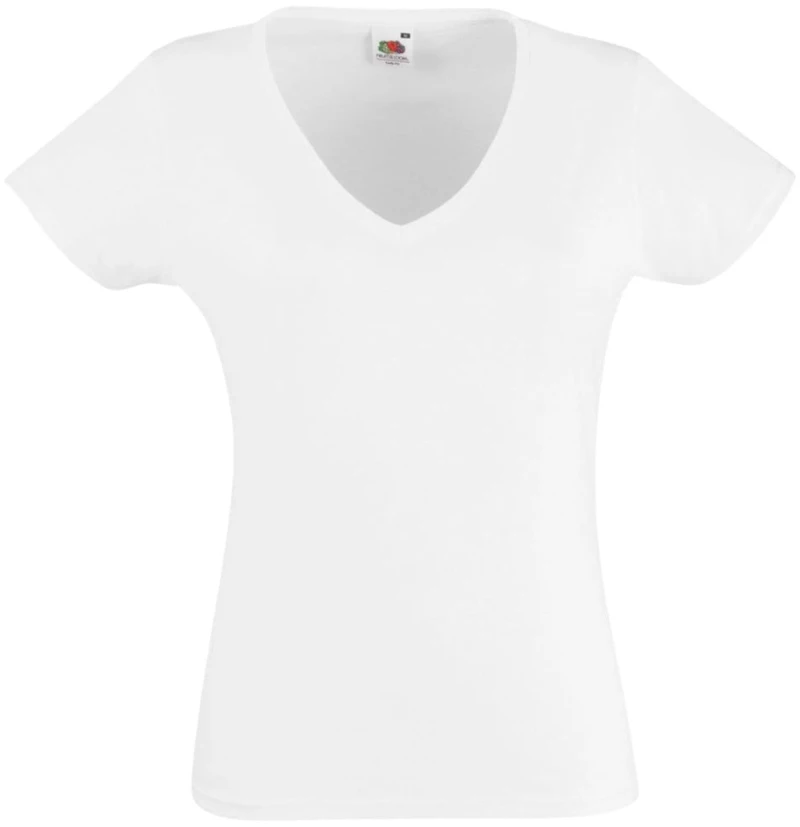Γυναικείο T-shirt v-neck Λευκό Fruit of the Loom