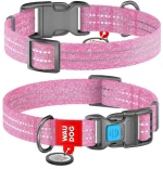 Waudog Κολάρο Σκύλου με Smart ID Reflective Pink Fastex L 25mm x 33-49cm