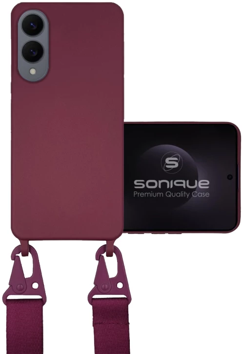 Θήκη Σιλικόνης με Strap CarryHang Sonique Samsung Galaxy S25 Edge Μπορντώ