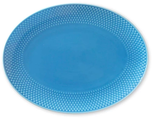 Lyngby Porcelæn - Rhombe Color Oval Serving Dish 28.5x21.5 cm -Blue / Home and Kitchen