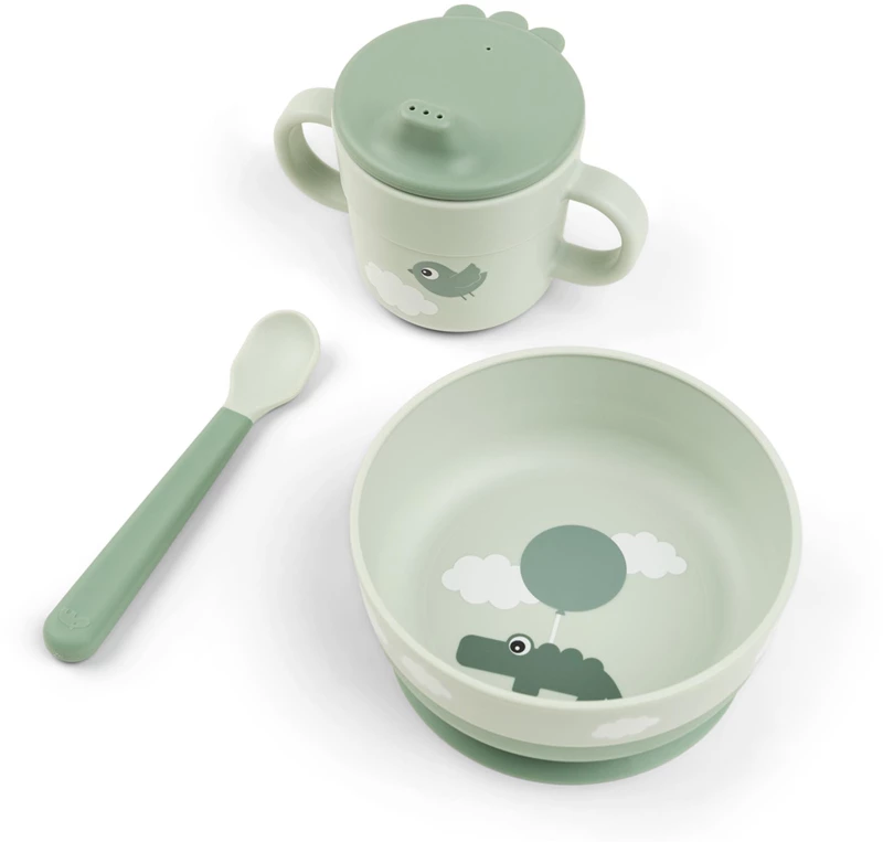 Done By Deer Παιδικό Σετ Φαγητού 3 τμχ Happy Clouds Green BR78205