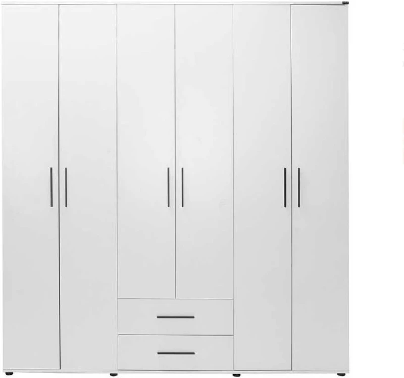 Ντουλάπα white Εξάφυλλη λευκό 206x213x52cm
